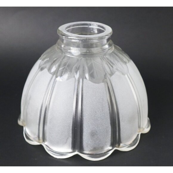 Glass Lamp Shade with Fitter Frosted & Clear Scalloped Replacement - Picture 2 of 6